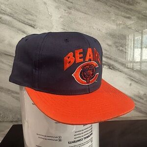 Vintage Chicago Bears Hat Cap Mens Snapback Blue Drew Pearson Plain Logo NFL